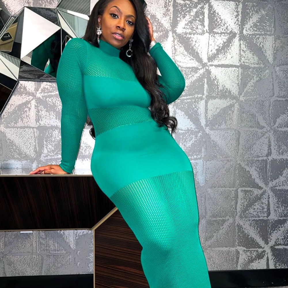 Elegant Teal Mesh Dress
